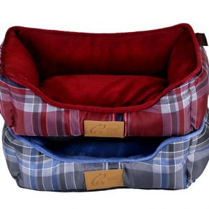 High Quality Plaid Printed Microfiber and Microvelvet Fabric Washable Pet Bed For Dogs Cat Bed Wholesale