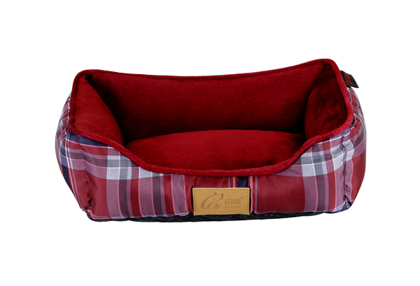 High Quality Plaid Printed Microfiber and Microvelvet Fabric Washable Pet Bed For Dogs Cat Bed Wholesale