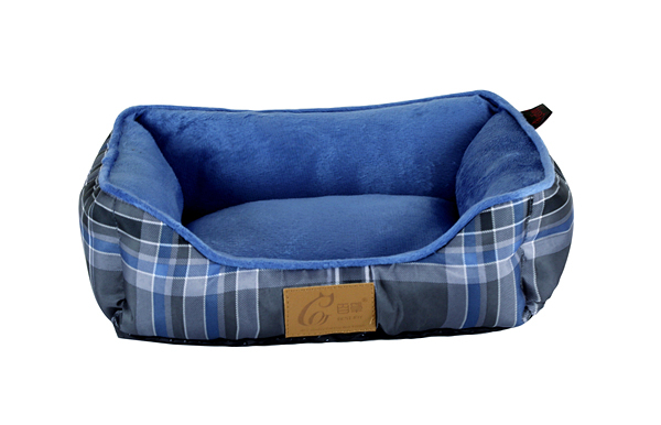High Quality Plaid Printed Microfiber and Microvelvet Fabric Washable Pet Bed For Dogs Cat Bed Wholesale