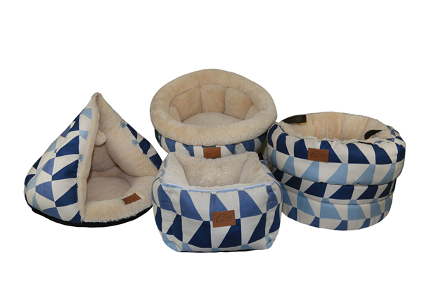 Wholesale Printed Suede Cat Bed Tent With Interactive Toy Balls Pet Bed Pet House Cave Cat Bedding Bestseller