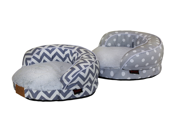 Wholesale Gray Chevron Dots Printed Thick T/C Small to Large Pet Bed Washable Orthopedic Durable Pet Mattress Round Sofa Cushion