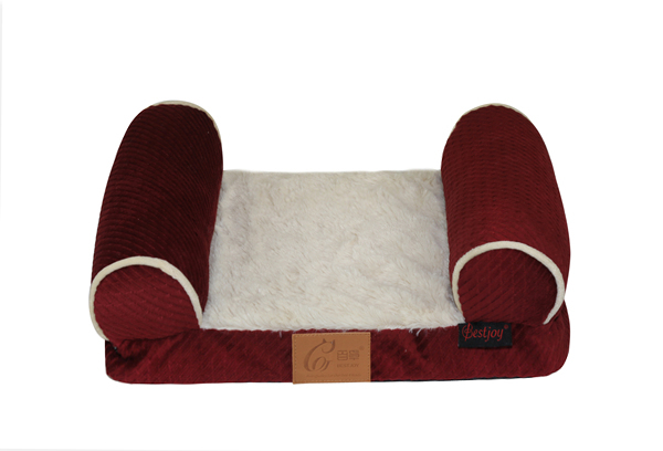 China Supplier Eco-Friendly Removable Double Armrest Fleece Pet Bed Sofa Dog Mat Couch Cat Mattress Pad Floor Cushion OEM ODM for Wholesale