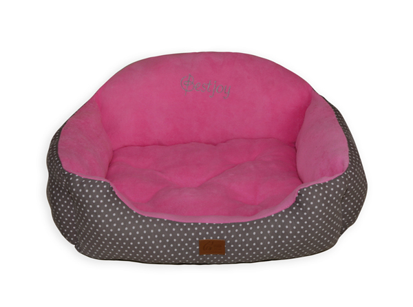 Wholesale Gray Cotton Polka Dots Baby Pink Coral Fleece Pet Bed Princess Dog House Cushion Sofa Luxury Designer Cat Furniture Puppy Rabbit Bed With Quilted Reversible Cushion Pillow Mat