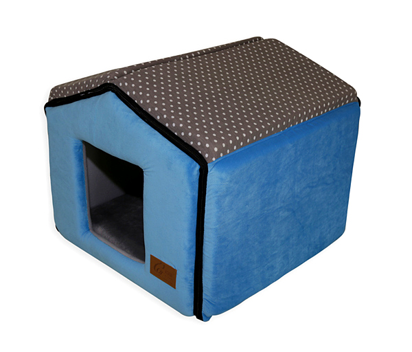 Manufacturer Gray Cotton Polka Dots Sky Blue Velvet Pet Bed House with Reversible Orthopedic Cushion Luxury Prince Pet Bed Designer Cat Furniture Puppy Rabbit Mattress Bed House Hot Selling