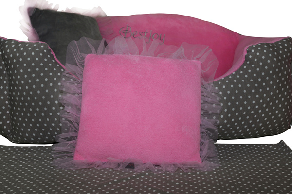 Wholesale Baby Pink Coral Fleece Pet Bed Pillow Princess Dog Toy Pillow Luxury Designer Cat Furniture Puppy Rabbit Bed Pillow Reversible Cushion Home Decorative Pillow Mat With Tulles