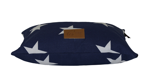 Custom Machine Washable Removable Taupe and Navy Star Print Pet Bed Sofa Dog Mat Cushion Cat Mattress Couch Pad Cotton Canvas Pet Bed Duvet Cover Zippered Floor Cushion Decorative Pillow for Wholesale