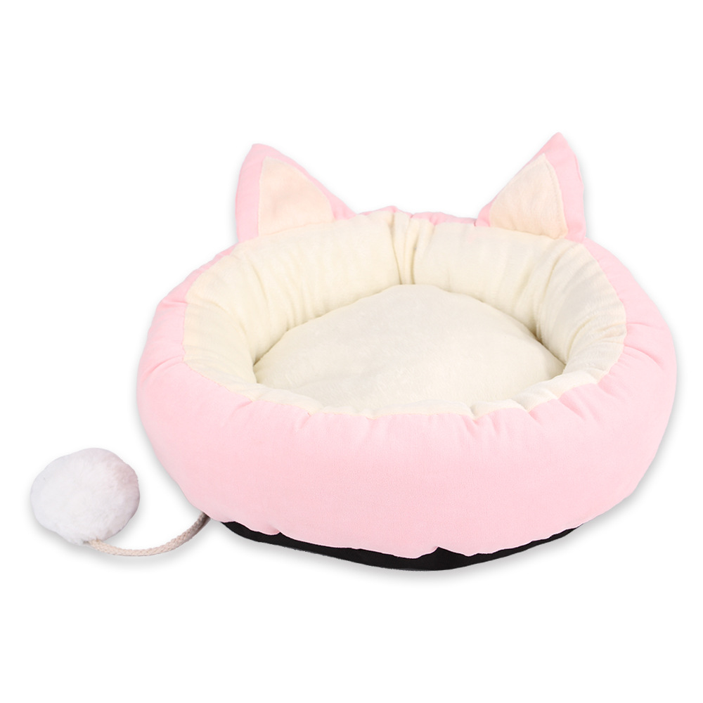 Washable Cat Bed Sofa Dog Bed Couch Round Pet Nest Super Soft Comfortable Cute Cat Cushion Bed Oval Donut Nesting Cave Cat Bed with Interactive Playing Ball for Wholesale