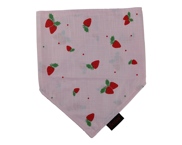 Designer Adjustable Strawberry Printed Cotton Pet Bandana Kerchief Custom Triangle Pink Dog Bandana Bibs With Double Buttons Closure Scarf for Puppy Dog Cat Pet Accessories OEM Double Layer Neckwear