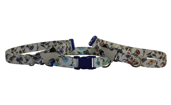 Wholesale Adjustable Dog Collar with Welded D Ring High Quality Buckle Dog Collar Luxury Custom Puppy Collar in Floral Pattern Designer Dog Collar OEM Pet Accessories Dog Lover Gift